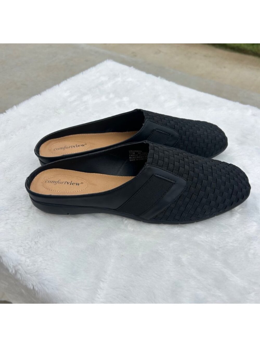 NEW ComfortView Black Slip On Mules Casual Shoes Size 11